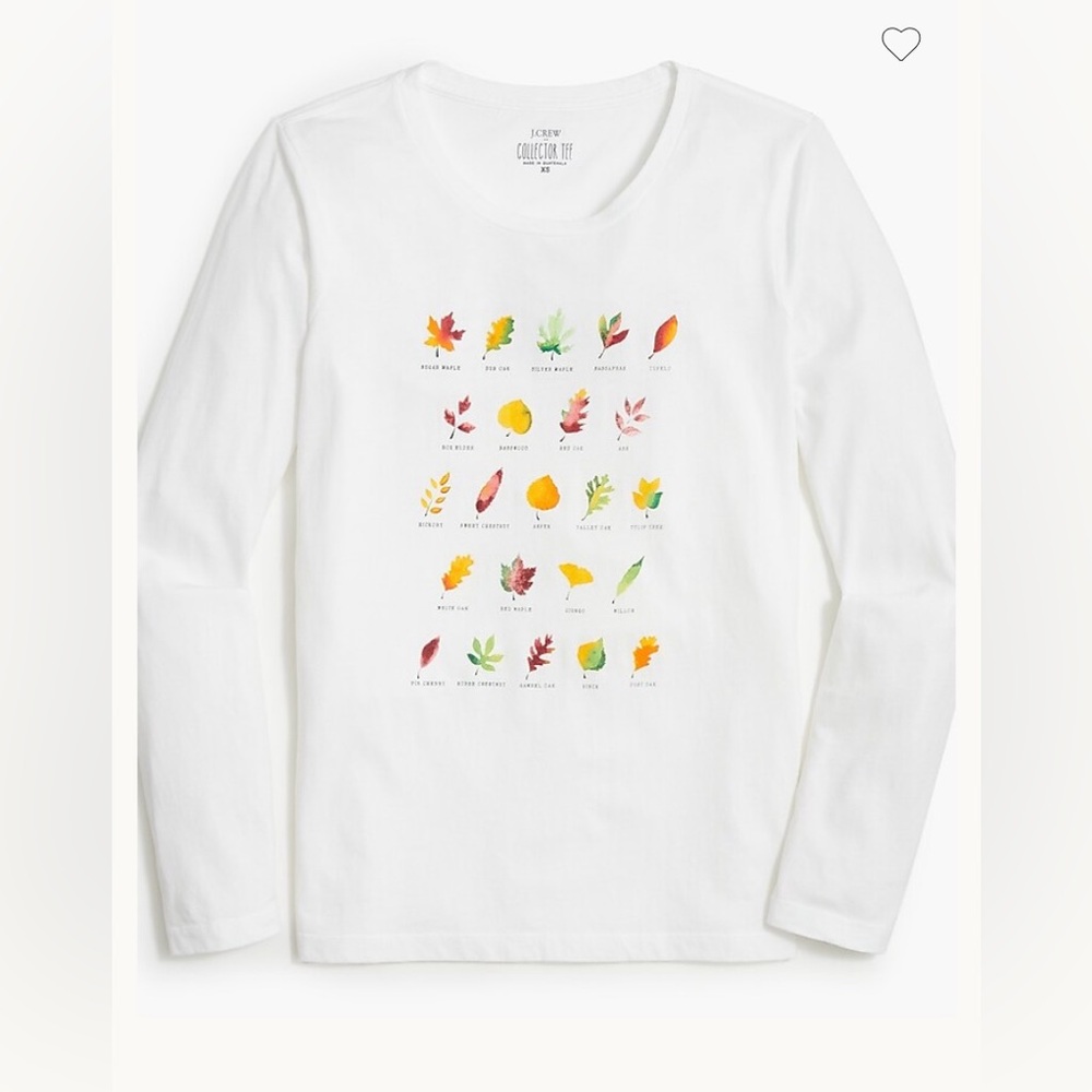 J.Crew - Long-sleeve leaf grid graphic tee - Size XS